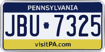 PA license plate JBU7325
