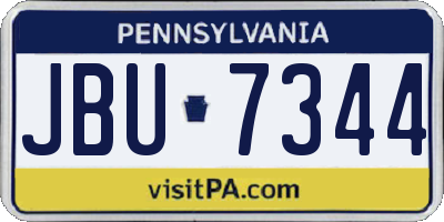 PA license plate JBU7344