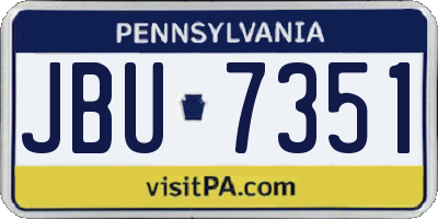 PA license plate JBU7351