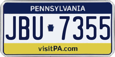 PA license plate JBU7355