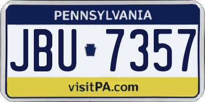 PA license plate JBU7357