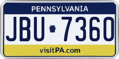 PA license plate JBU7360