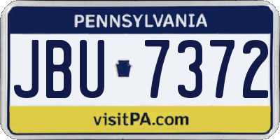 PA license plate JBU7372
