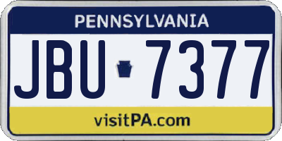 PA license plate JBU7377