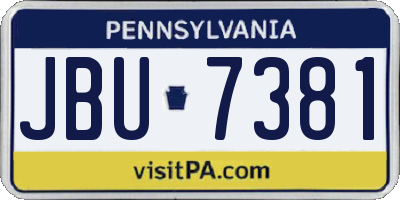 PA license plate JBU7381