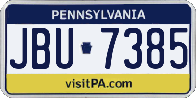 PA license plate JBU7385