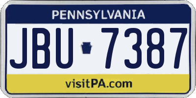 PA license plate JBU7387