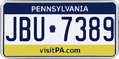 PA license plate JBU7389