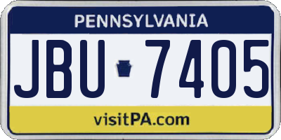PA license plate JBU7405