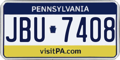 PA license plate JBU7408