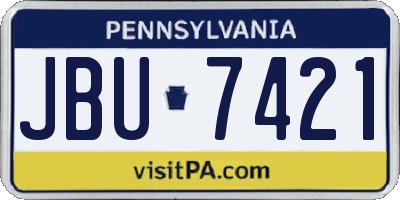 PA license plate JBU7421