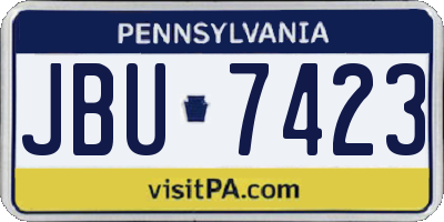 PA license plate JBU7423