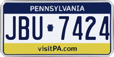 PA license plate JBU7424