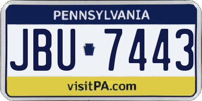 PA license plate JBU7443