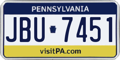 PA license plate JBU7451