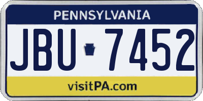 PA license plate JBU7452