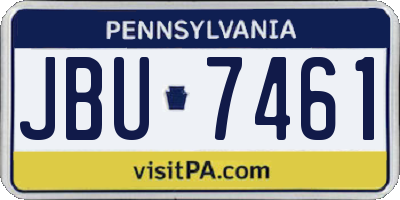 PA license plate JBU7461