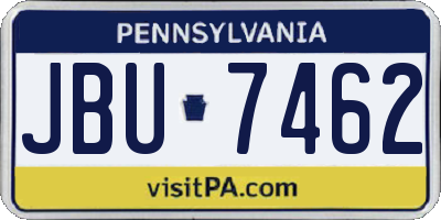 PA license plate JBU7462