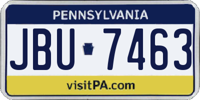 PA license plate JBU7463