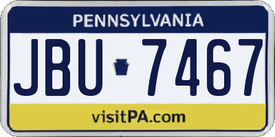 PA license plate JBU7467