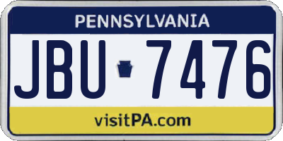 PA license plate JBU7476