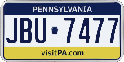 PA license plate JBU7477