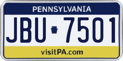 PA license plate JBU7501