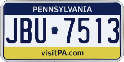 PA license plate JBU7513
