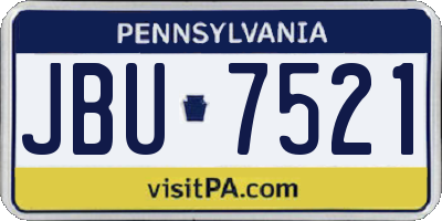 PA license plate JBU7521