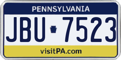 PA license plate JBU7523