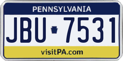PA license plate JBU7531