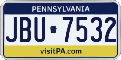 PA license plate JBU7532