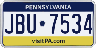PA license plate JBU7534