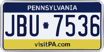 PA license plate JBU7536