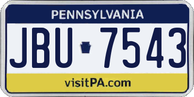 PA license plate JBU7543
