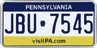 PA license plate JBU7545
