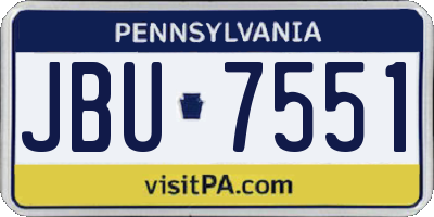 PA license plate JBU7551