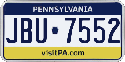 PA license plate JBU7552