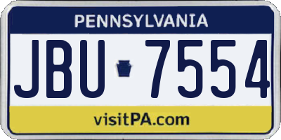PA license plate JBU7554