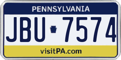 PA license plate JBU7574