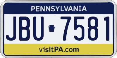 PA license plate JBU7581