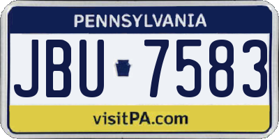 PA license plate JBU7583