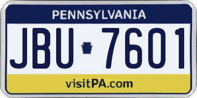 PA license plate JBU7601