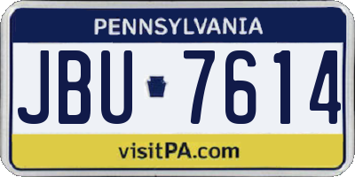 PA license plate JBU7614