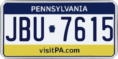 PA license plate JBU7615
