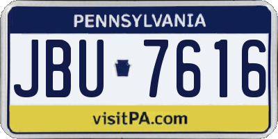 PA license plate JBU7616