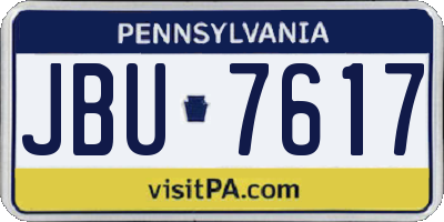 PA license plate JBU7617