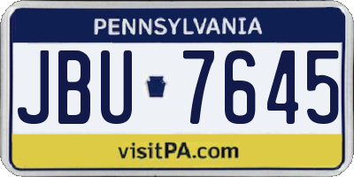 PA license plate JBU7645
