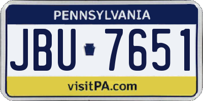 PA license plate JBU7651