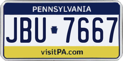 PA license plate JBU7667